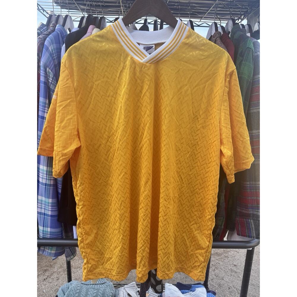DYNAMIC Athletic Practice Shirt L Men's Yellow Soccer Track & Field Made in USA